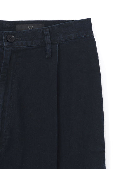 8oz BLACK DENIM SINGLE PLEATED PANTS