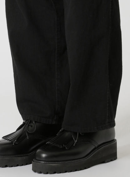 8oz BLACK DENIM SINGLE PLEATED PANTS