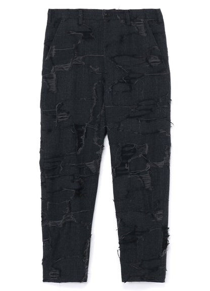 WOOL GLEN CHECK SLIM FIT PANTS