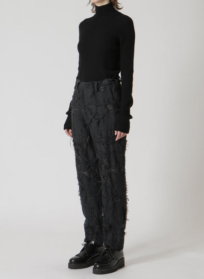 WOOL GLEN CHECK SLIM FIT PANTS