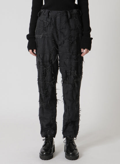 WOOL GLEN CHECK SLIM FIT PANTS