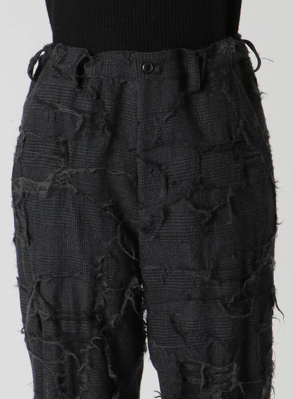 WOOL GLEN CHECK SLIM FIT PANTS