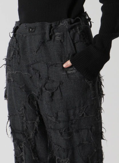 WOOL GLEN CHECK SLIM FIT PANTS