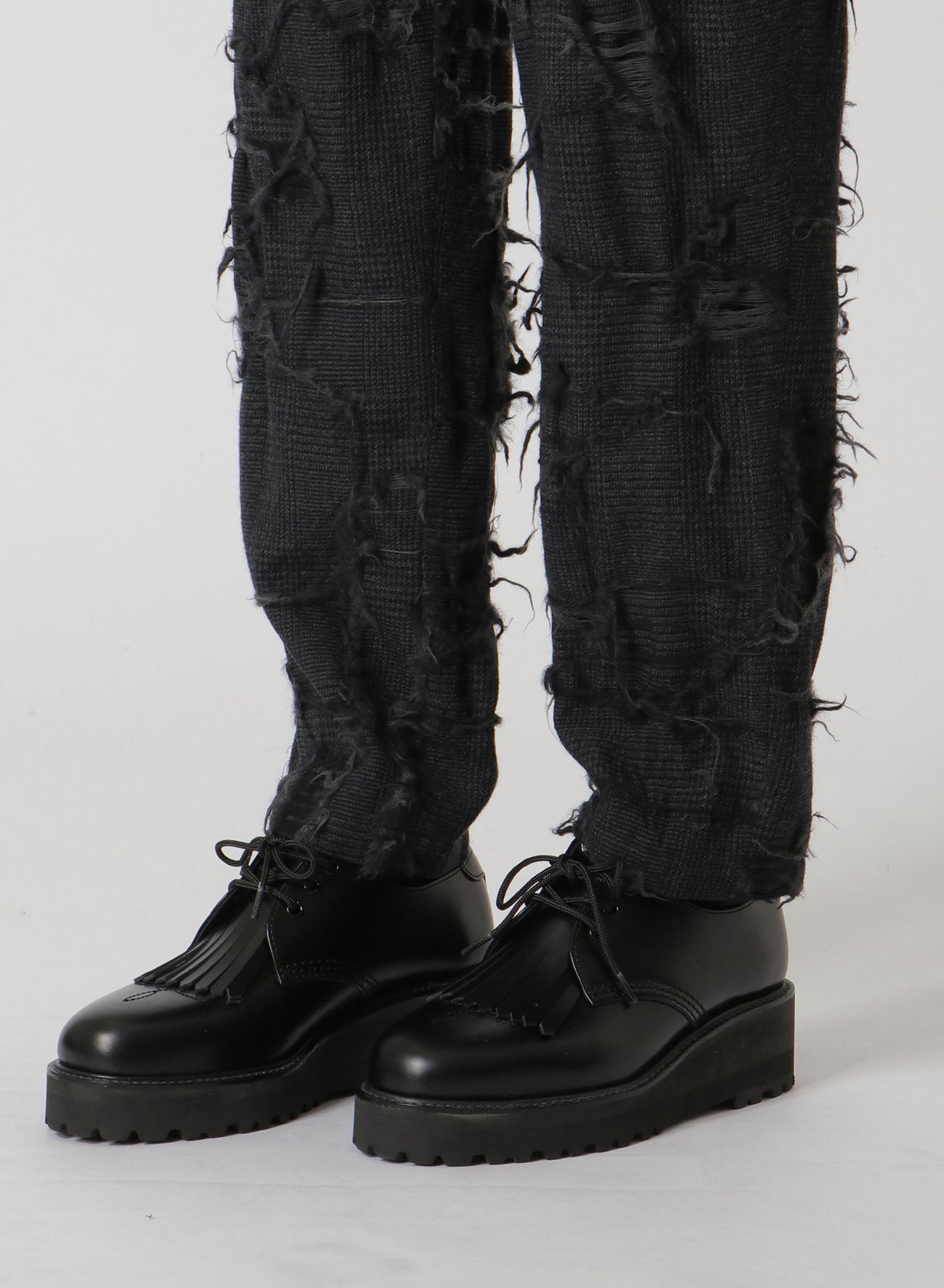 WOOL GLEN CHECK SLIM FIT PANTS
