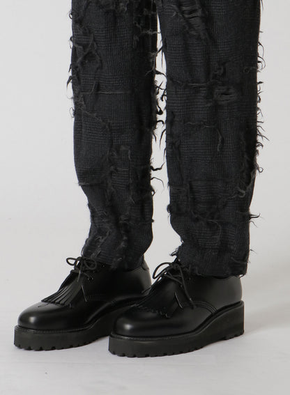 WOOL GLEN CHECK SLIM FIT PANTS