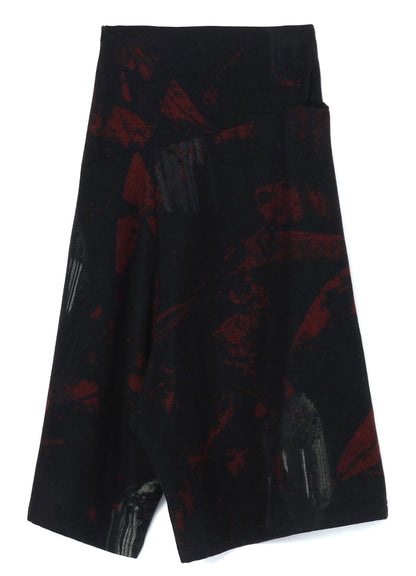 WOOL FLANNEL LEAVES PRINT SKIRT-PANTS