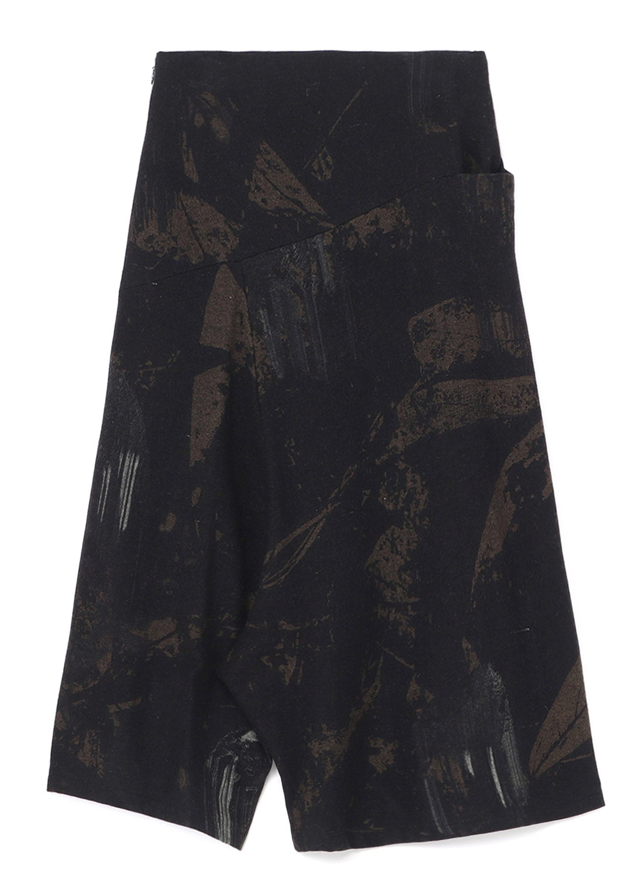 WOOL FLANNEL LEAVES PRINT SKIRT-PANTS