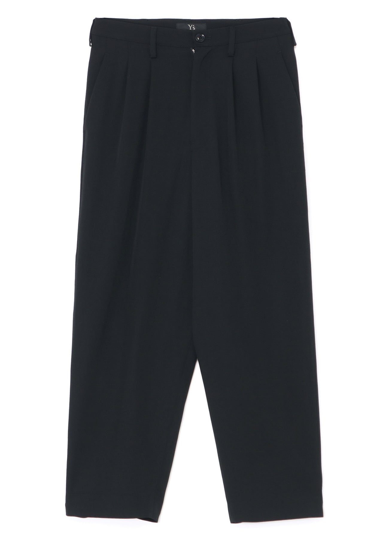 WOOL GABARDINE TAPERED DOUBLE PLEATED PANTS