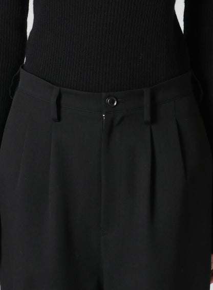 WOOL GABARDINE TAPERED DOUBLE PLEATED PANTS