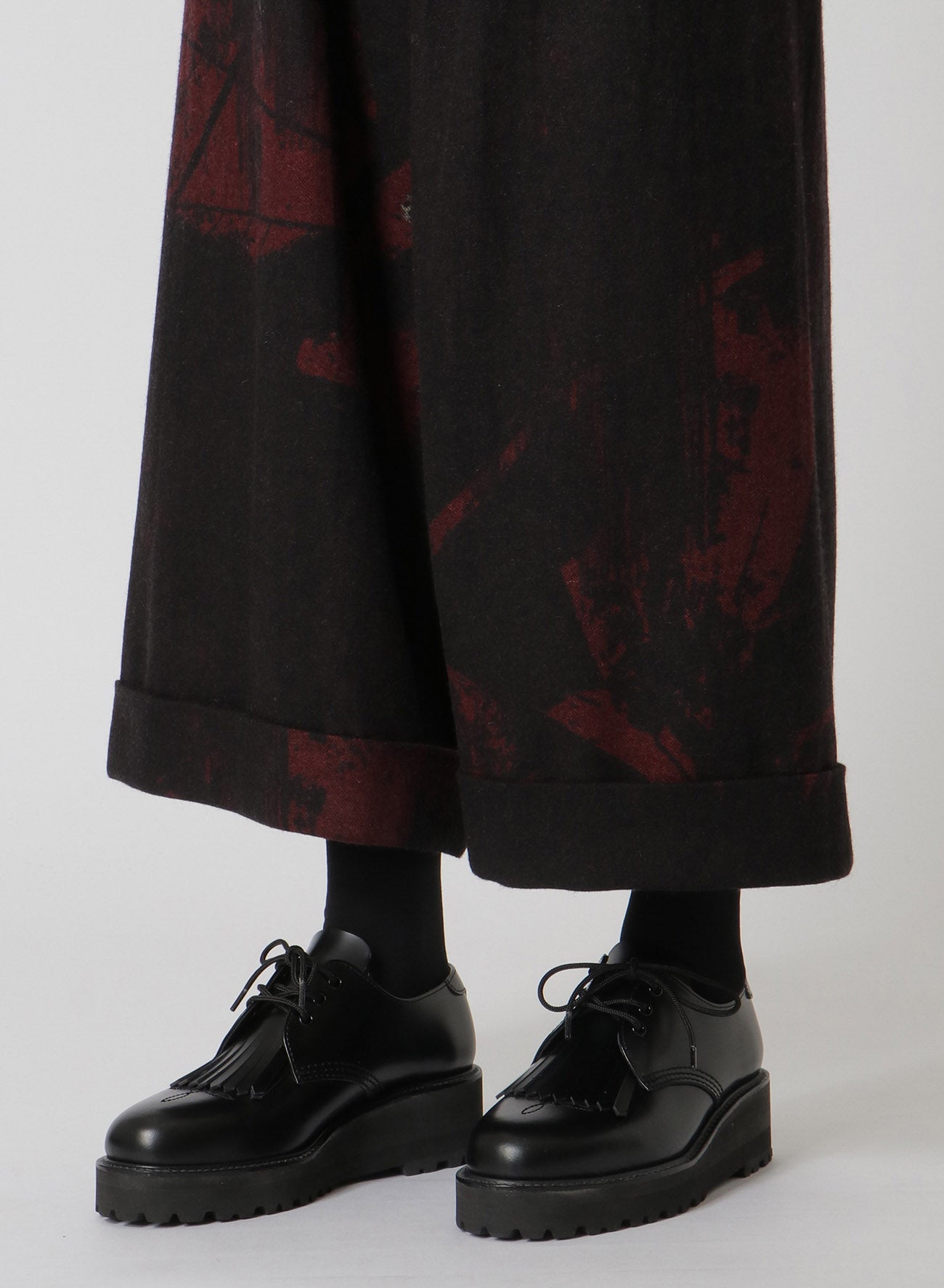 WOOL FLANNEL CUFFED HEM PANTS