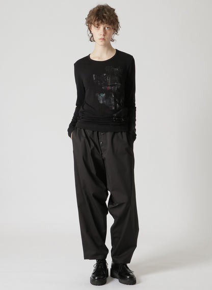 STRETCHY POLYESTER/RAYON TWILL DRAWSTRING SAROUEL PANTS