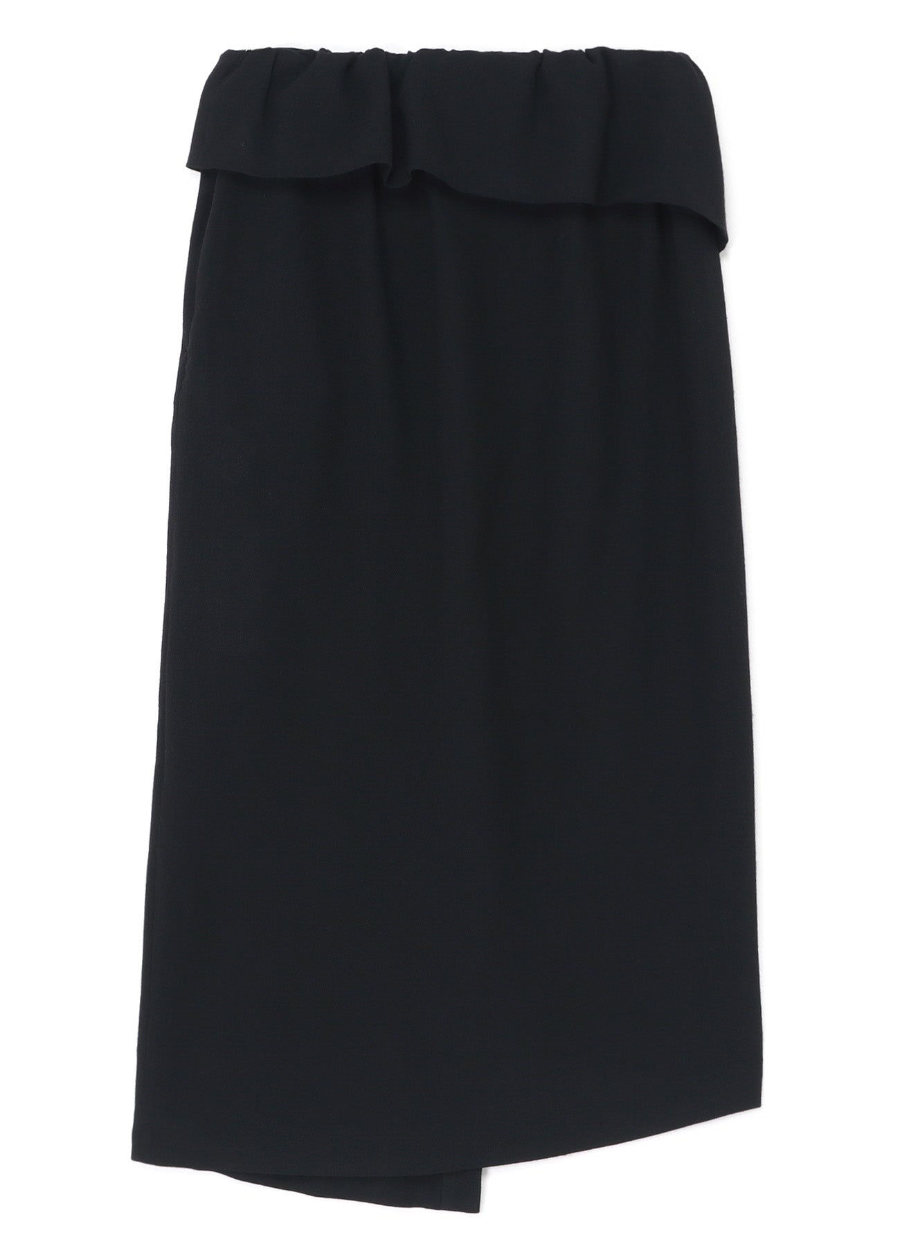 WASH-TREATED WOOL/RAYON ASYMMETRIC TUBE SKIRT