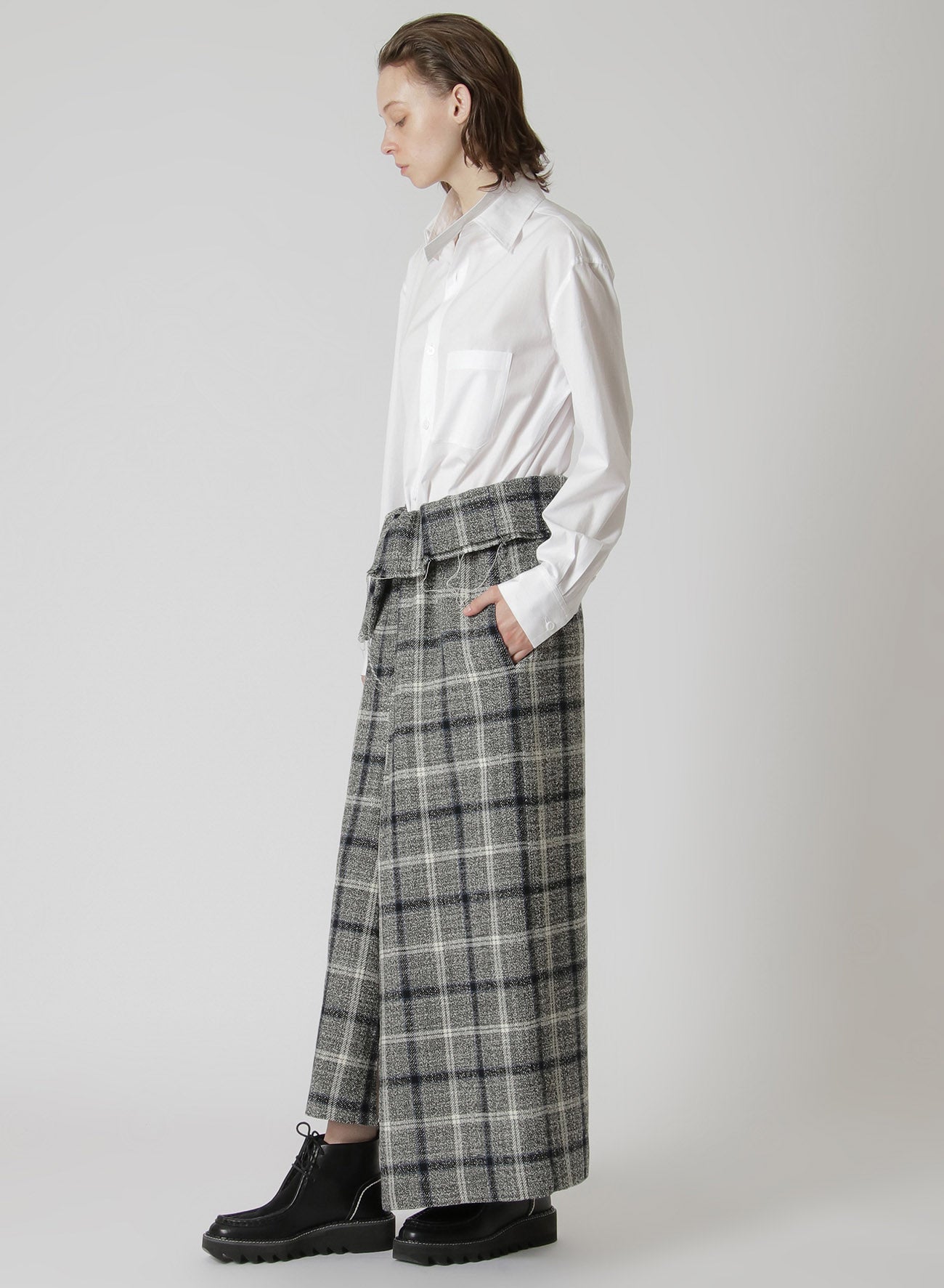 WOOL/ACRYLIC ASYMMETRIC TUBE SKIRT