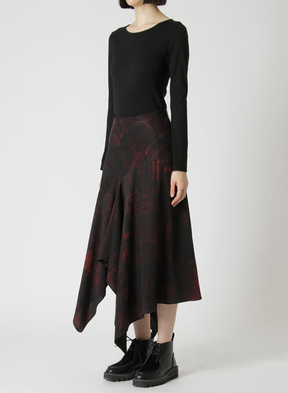 CUPRO/RAYON TWILL ASYMMETRIC FLARED SKIRT