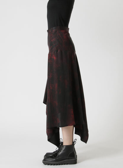 CUPRO/RAYON TWILL ASYMMETRIC FLARED SKIRT