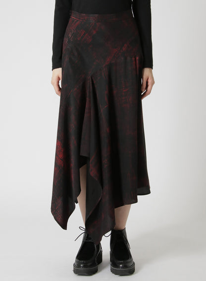 CUPRO/RAYON TWILL ASYMMETRIC FLARED SKIRT