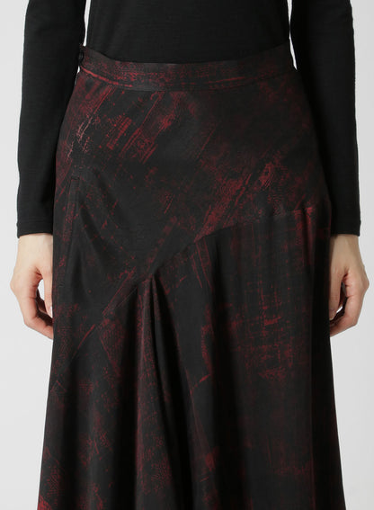 CUPRO/RAYON TWILL ASYMMETRIC FLARED SKIRT