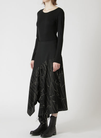 WOOL ASYMMETRIC FLARED SKIRT