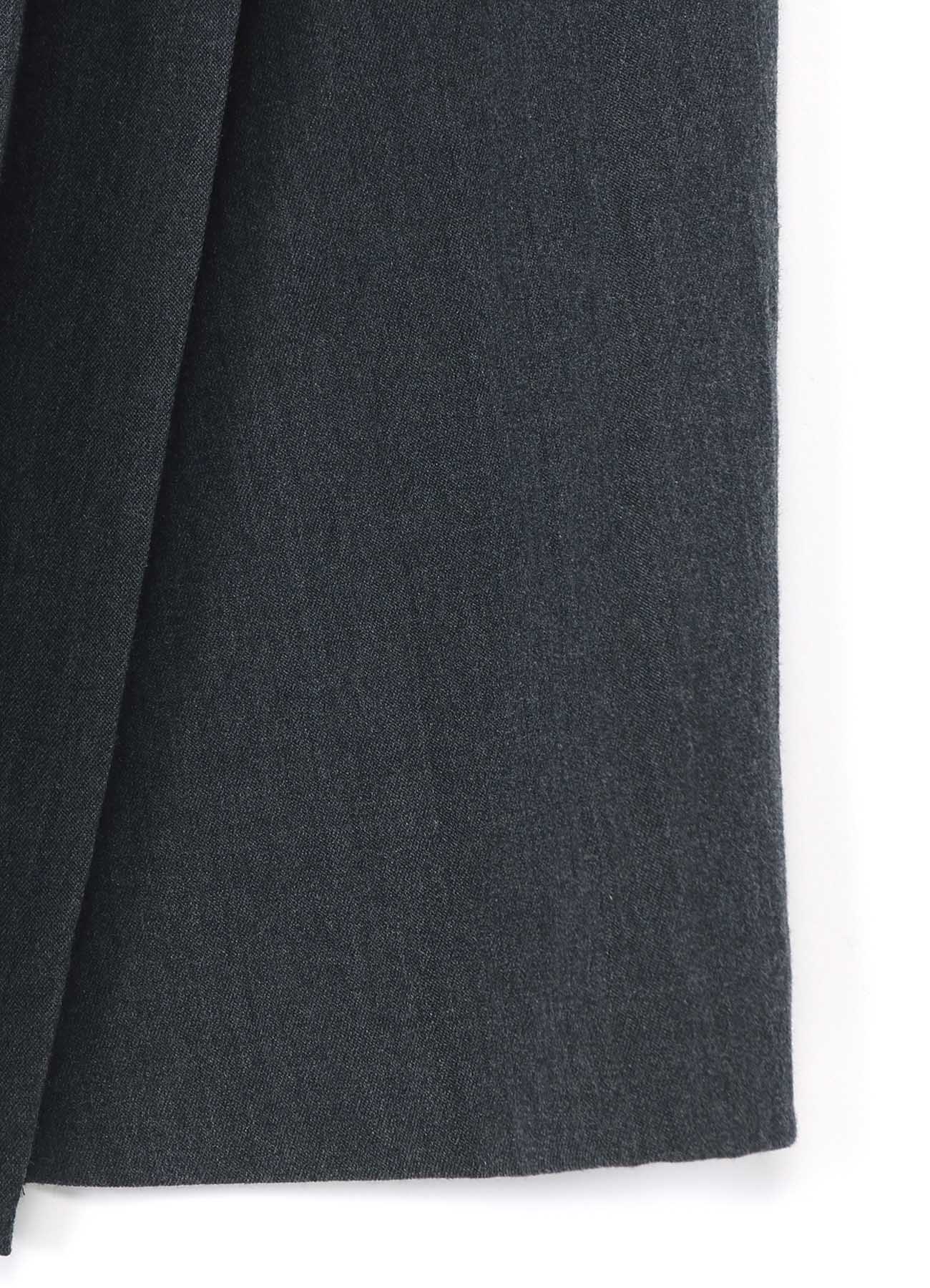 WRINKLED WOOL/RAYON TWILL PLEATED WRAP SKIRT