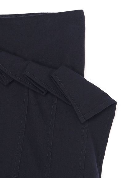 WRINKLED WOOL/RAYON TWILL PLEATED WRAP SKIRT