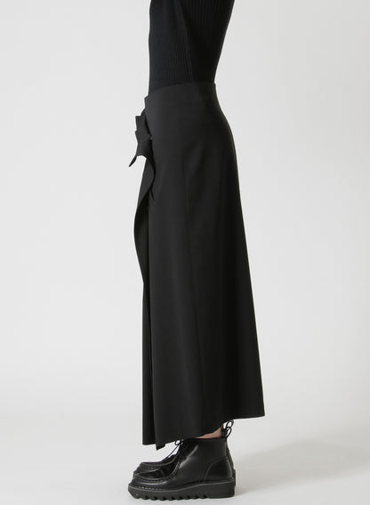 WRINKLED WOOL/RAYON TWILL PLEATED WRAP SKIRT