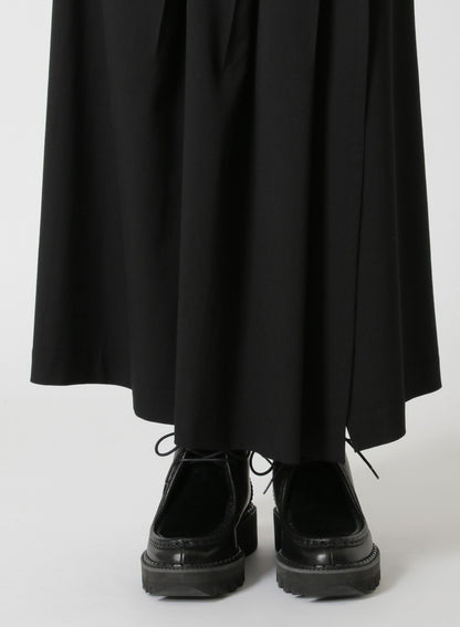 WRINKLED WOOL/RAYON TWILL PLEATED WRAP SKIRT