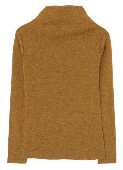 RIBBED HIGH NECK LONG SLEEVE T-SHIRT