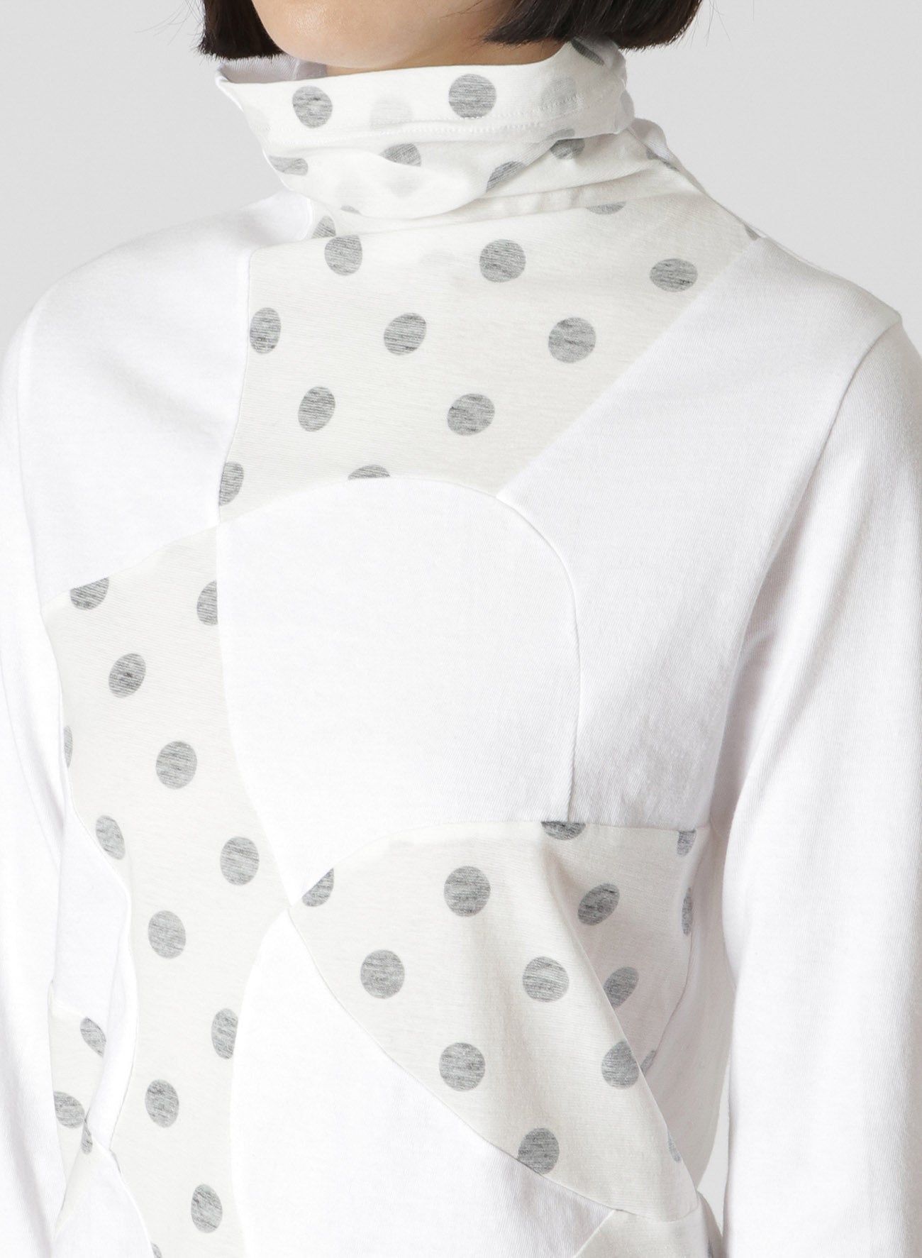 COTTON JERSEY PATCHWORK TURTLENECK