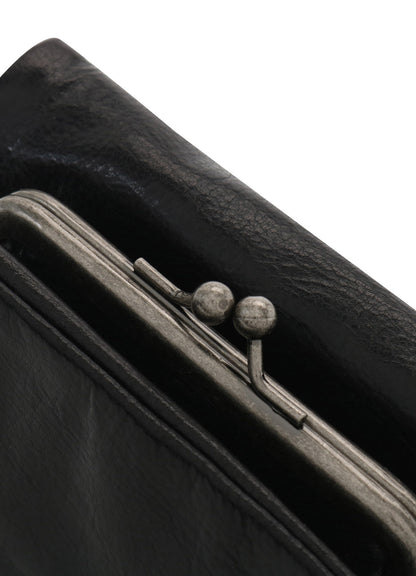 SURFACE-DYED SOFT TAN LEATHER TRIFOLD PUFFY WALLET