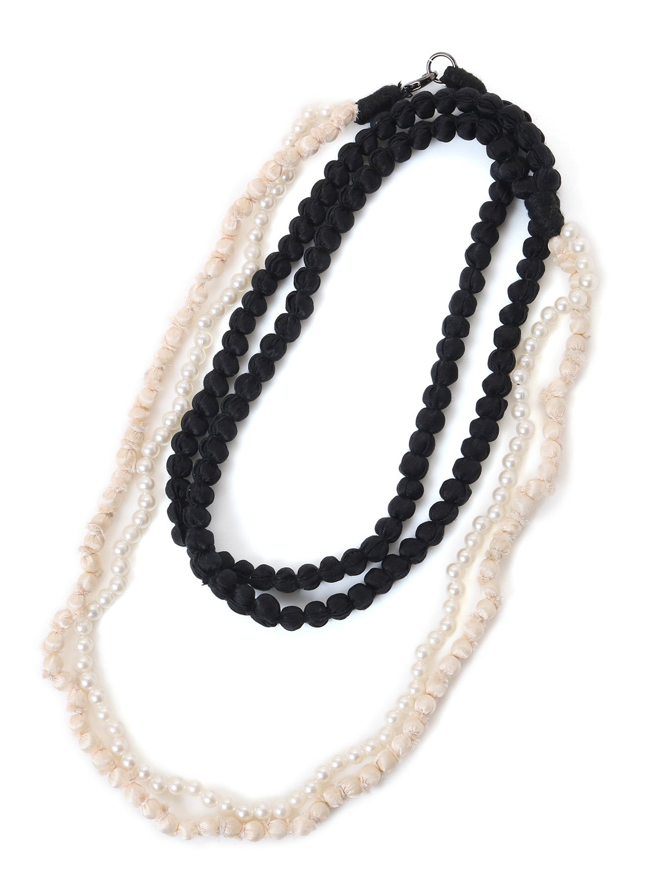 DOUBLE CHAIN SILK BALL CHAIN NECKLACE