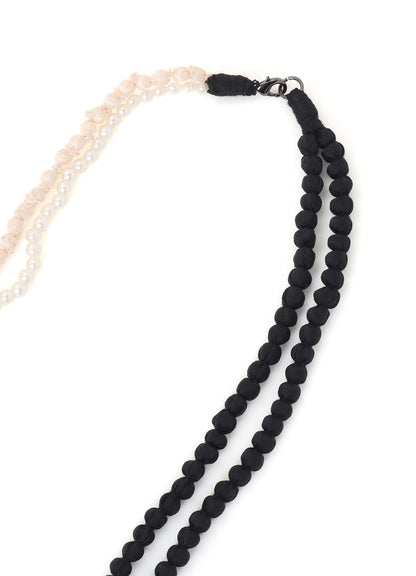 DOUBLE CHAIN SILK BALL CHAIN NECKLACE