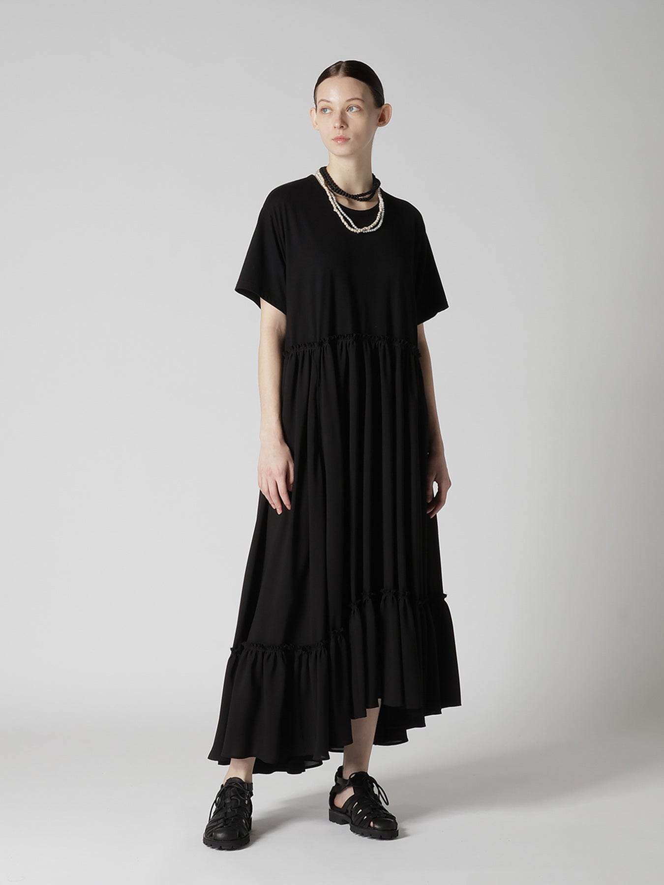 DOUBLE CHAIN SILK BALL CHAIN NECKLACE