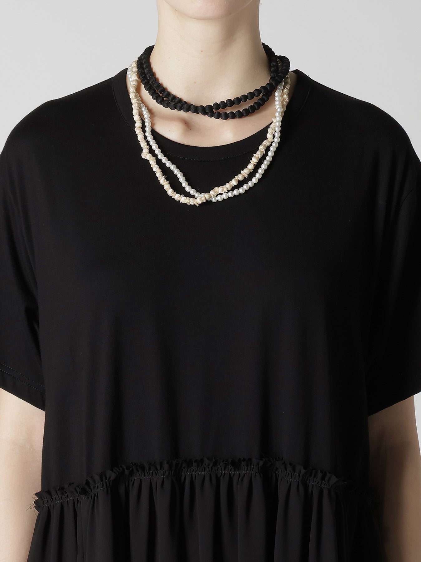 DOUBLE CHAIN SILK BALL CHAIN NECKLACE