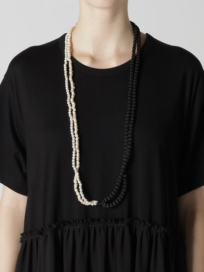 DOUBLE CHAIN SILK BALL CHAIN NECKLACE