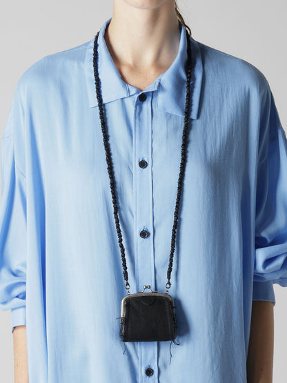 SOFT LEATHER SILK BALL METAL CLASP NECKLACE