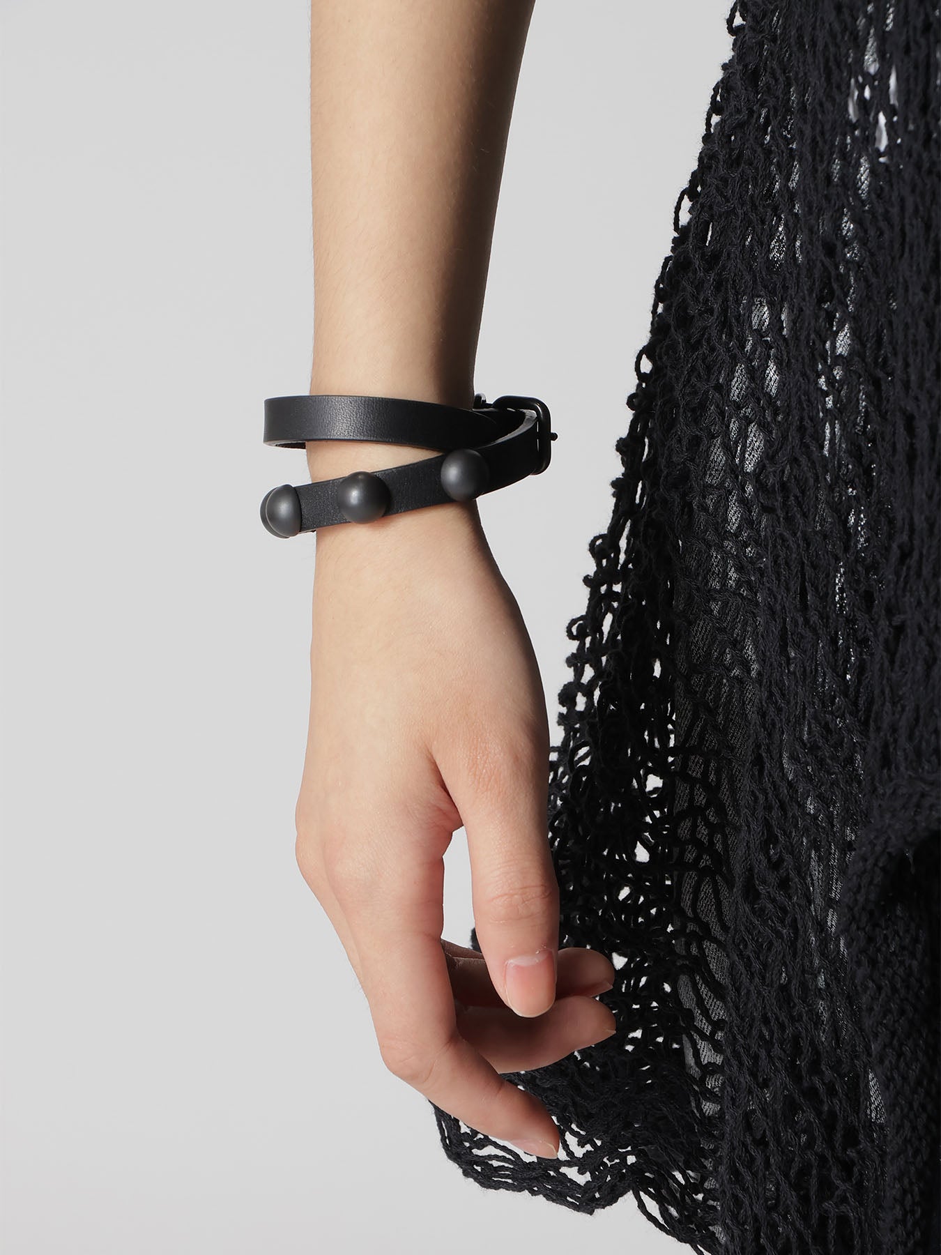 SEMIGLOSS LEATHER STUDS DOUBLE BRACELET – THE SHOP YOHJI YAMAMOTO