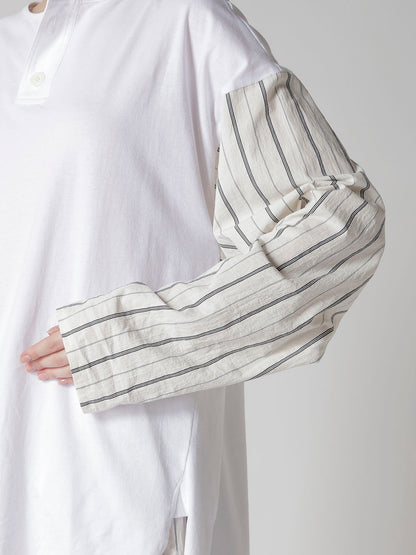 COMBINATION HENLEY NECK BLOUSE