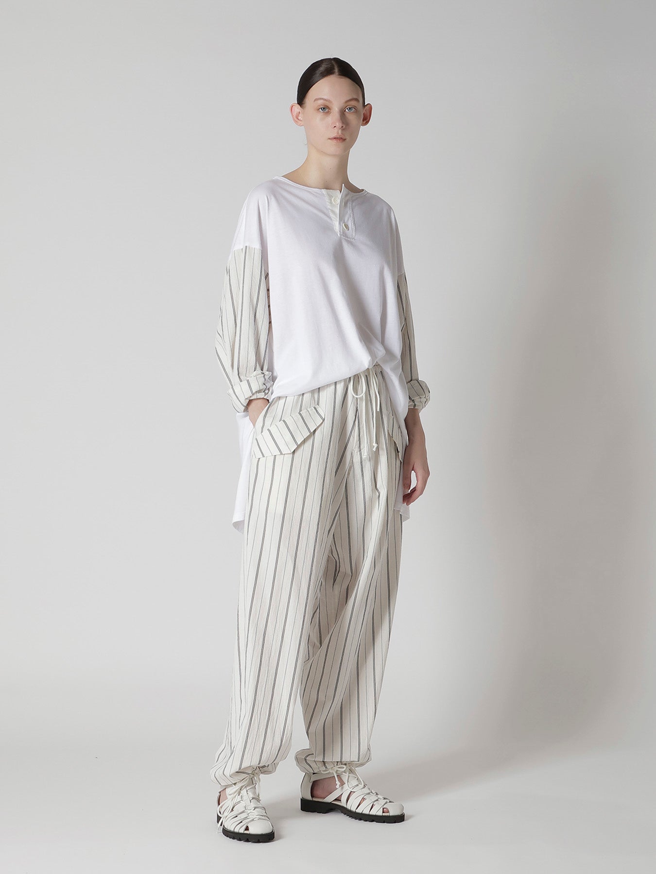 COMBINATION HENLEY NECK BLOUSE