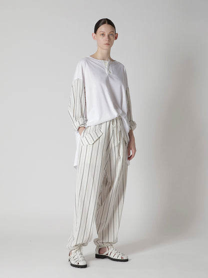 COMBINATION HENLEY NECK BLOUSE