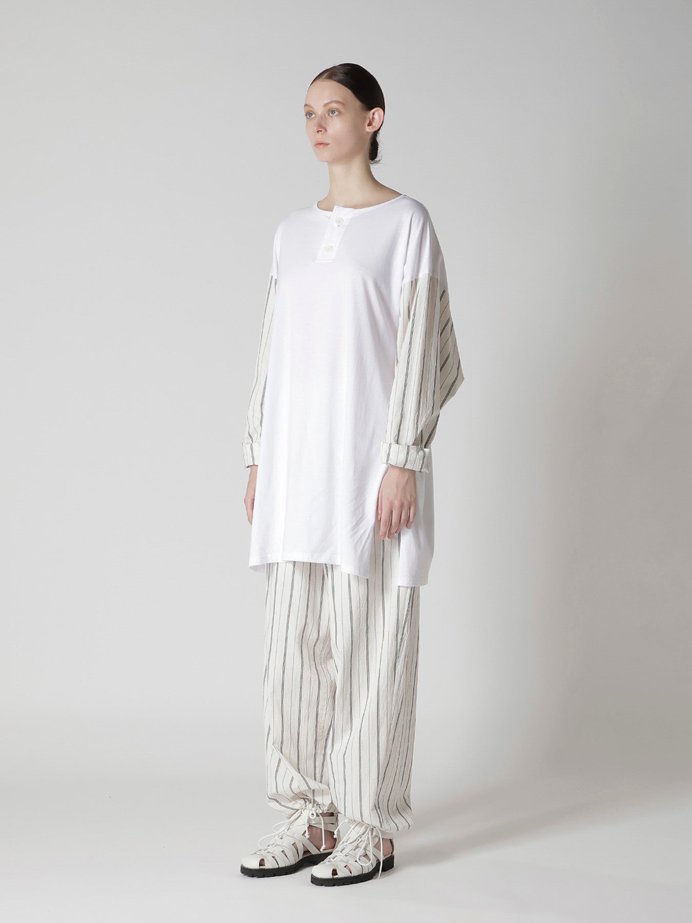 COMBINATION HENLEY NECK BLOUSE