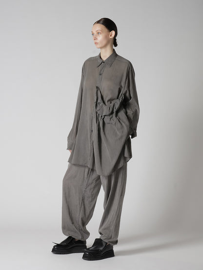 CUPRO/COTTON GARMENT DYED LEFT SIDE TUCK SHIRT
