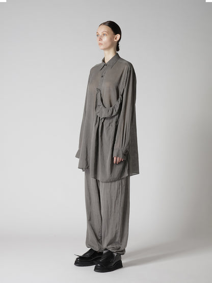 CUPRO/COTTON GARMENT DYED LEFT SIDE TUCK SHIRT
