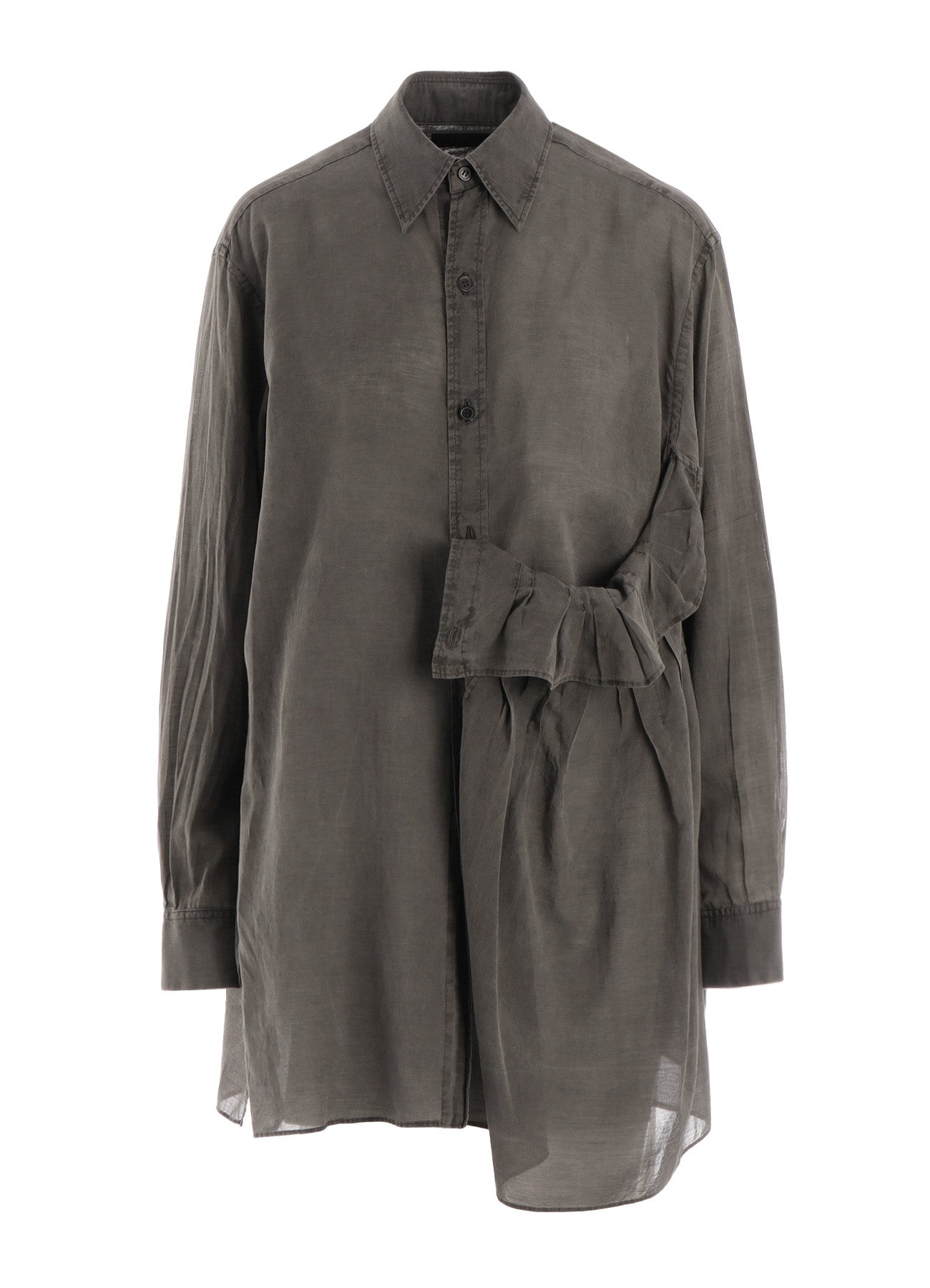 CUPRO/COTTON GARMENT DYED LEFT SIDE TUCK SHIRT