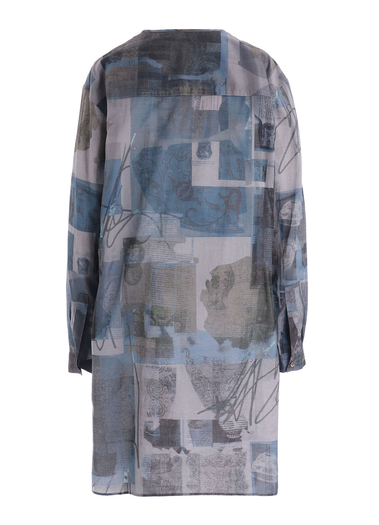COTTON LAWN VASE COLLAGE PRINT DRAW STRING BLOUSE