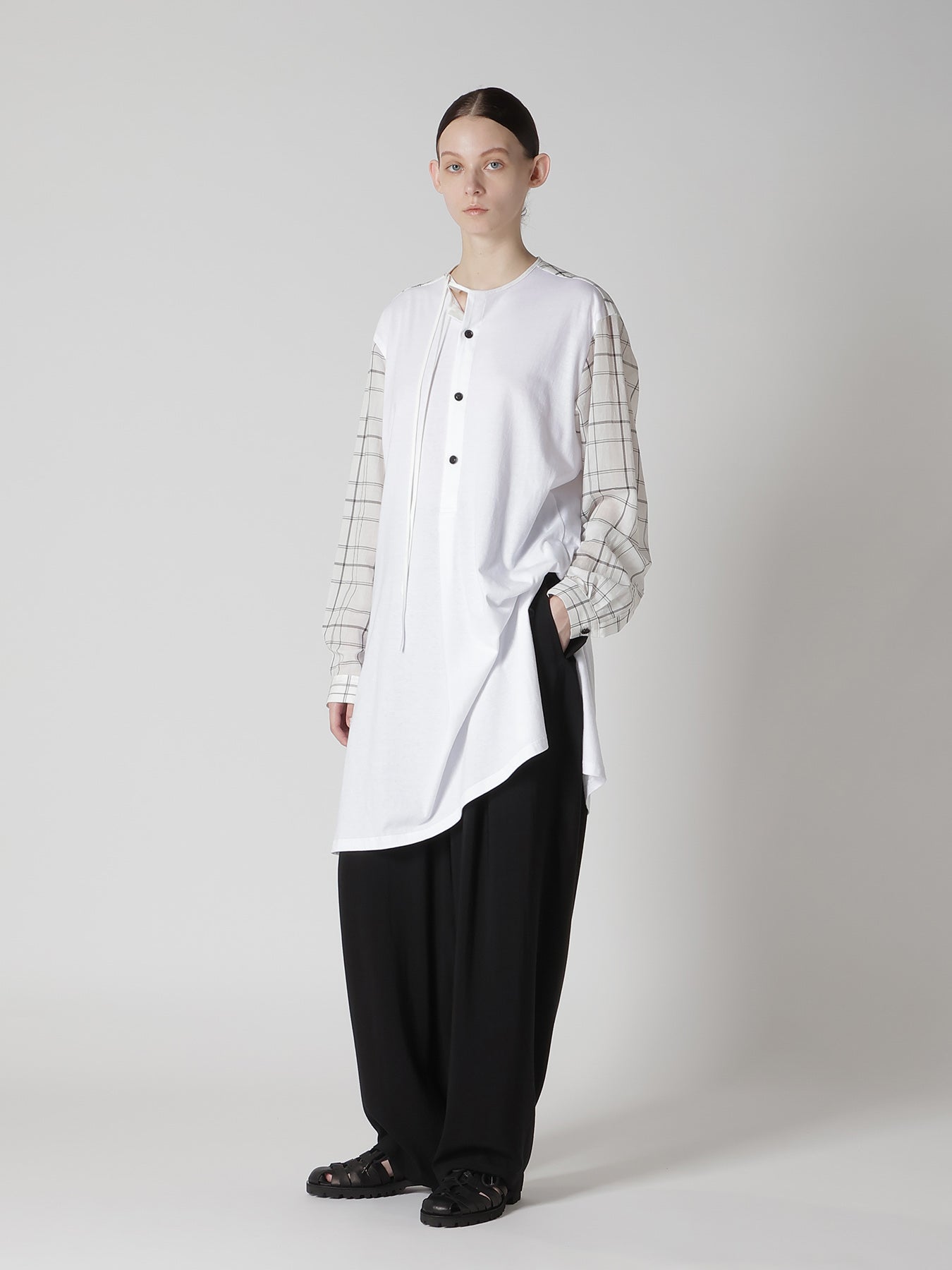 ORGANIC COTTON PLAID BLOUSE