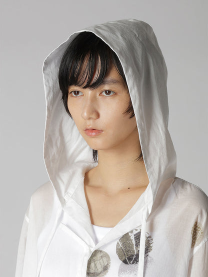 COTTON LAWN ANGEL DOT PRINT HOODED BLOUSE