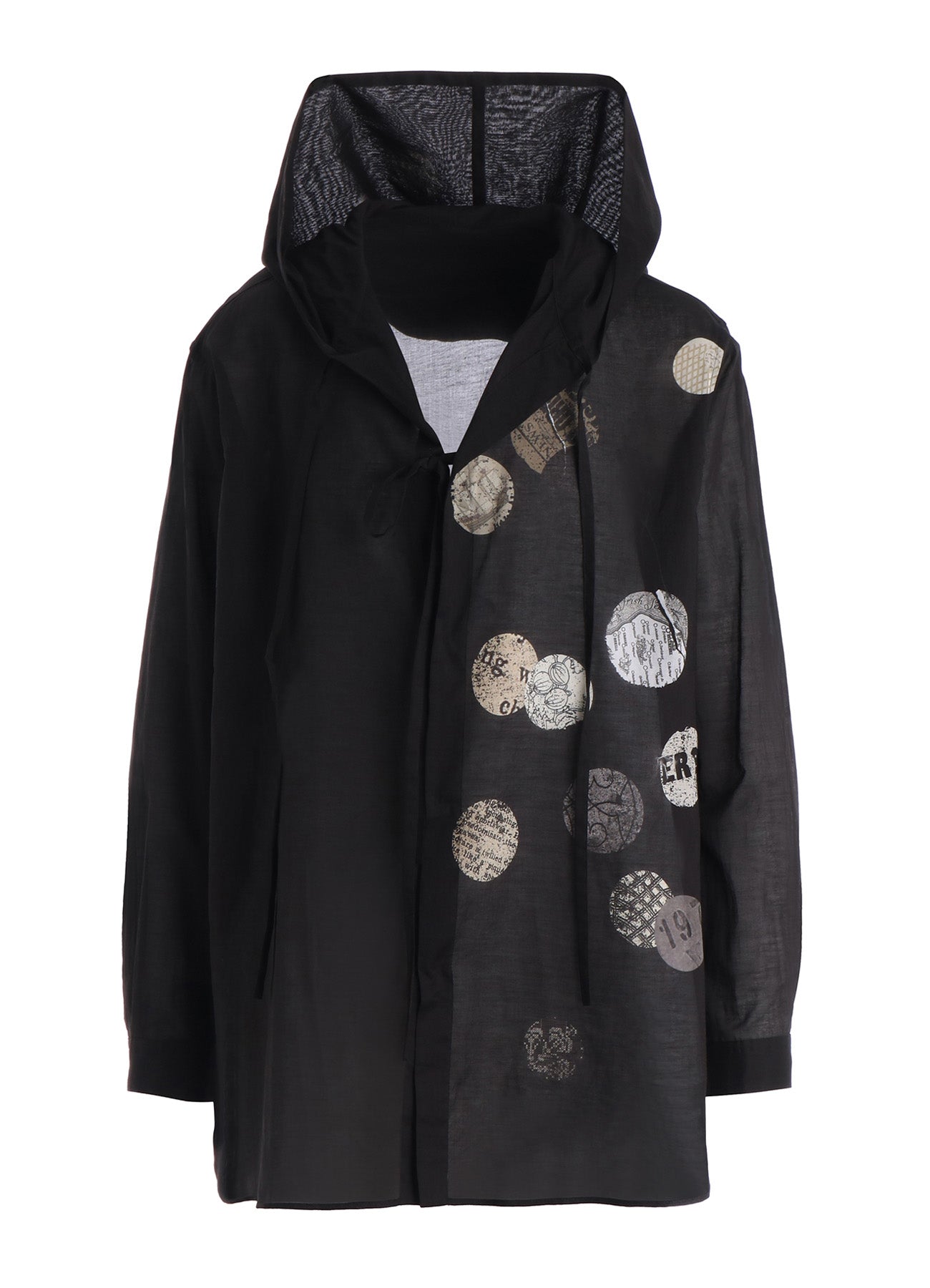 COTTON LAWN ANGEL DOT PRINT HOODED BLOUSE