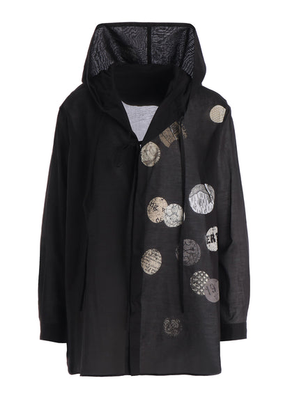 COTTON LAWN ANGEL DOT PRINT HOODED BLOUSE