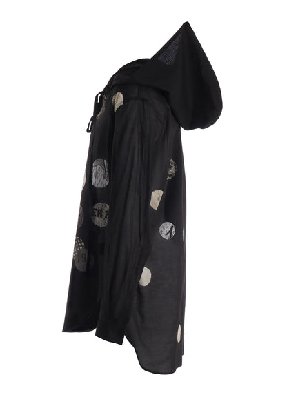 COTTON LAWN ANGEL DOT PRINT HOODED BLOUSE