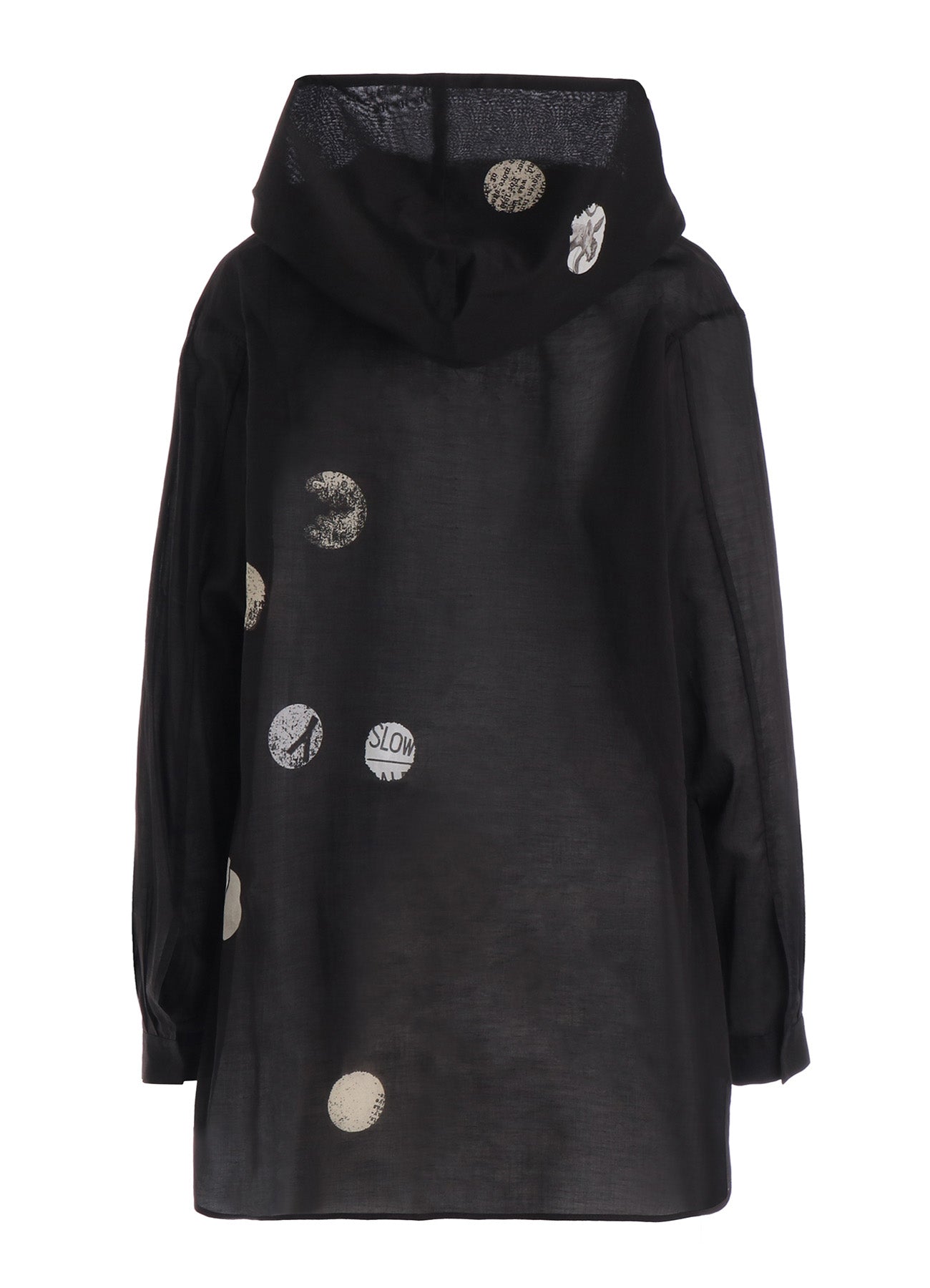 COTTON LAWN ANGEL DOT PRINT HOODED BLOUSE